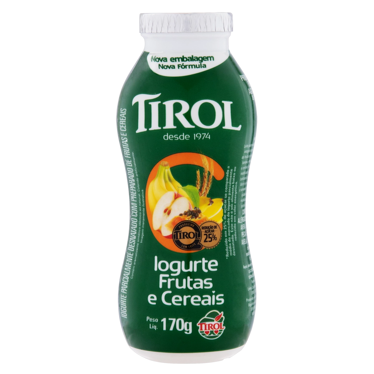 Iogurte Parcialmente Desnatado Frutas E Cereais Tirol Frasco 170g