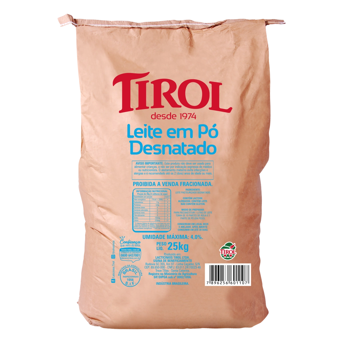 Leite Pó Desnatado Tirol Saco 25kg