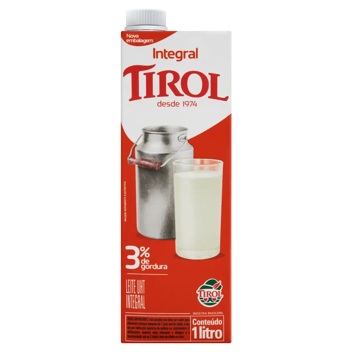 Leite Uht Integral Tirol Caixa Com Tampa 1l