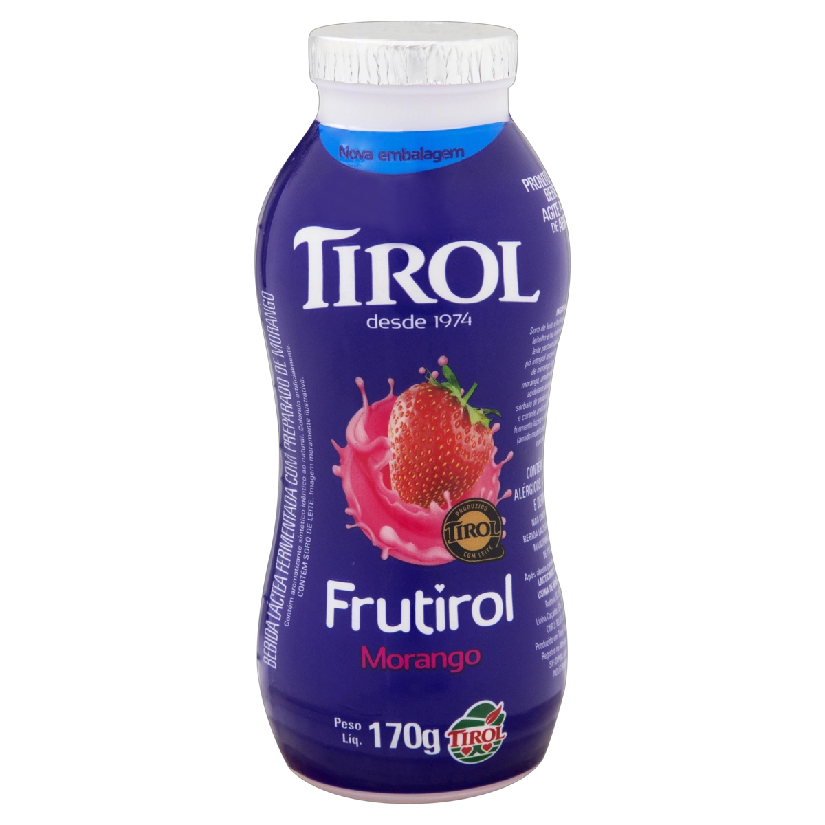 Bebida Láctea Fermentada Morango Tirol Frutirol Frasco 170g