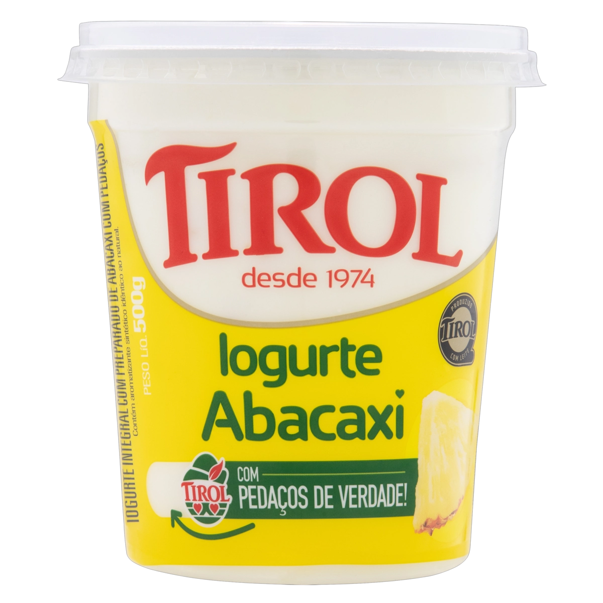 Iogurte Integral Abacaxi Tirol Pote 500g