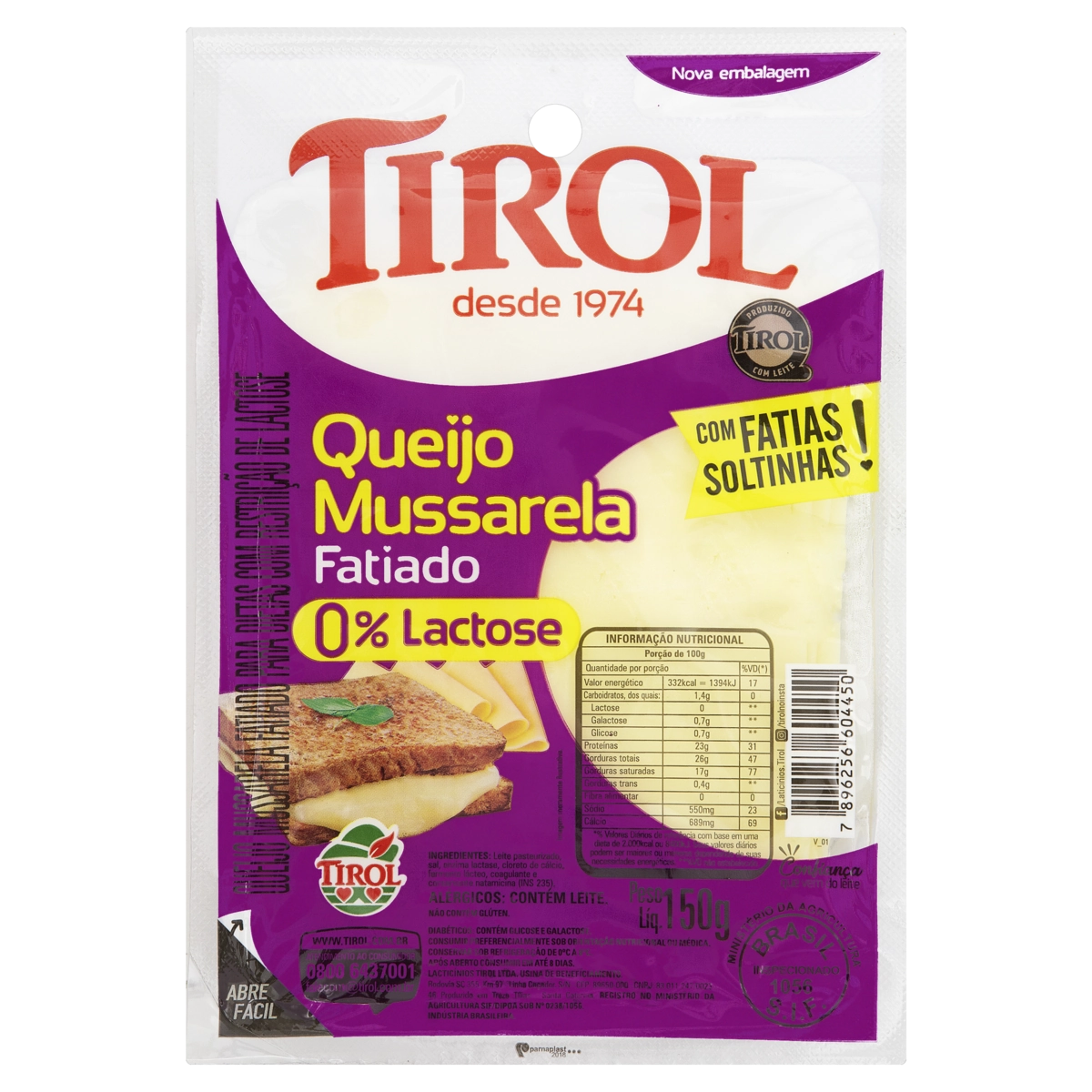 Queijo Mussarela Fatiado Zero Lactose Tirol 150g