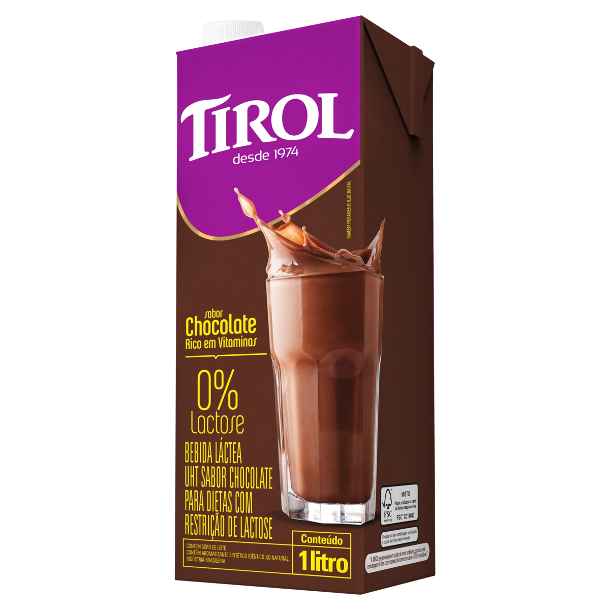 Bebida Láctea Uht Chocolate Zero Lactose Tirol Caixa 1l