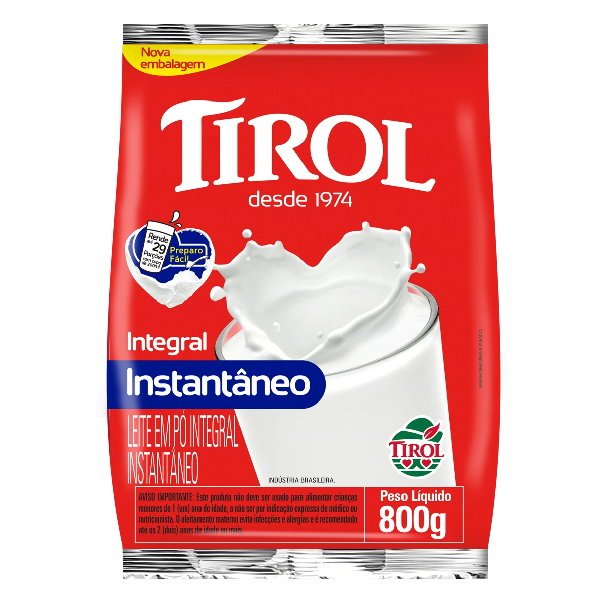 Leite Pó Instantâneo Integral Tirol Pacote 800g