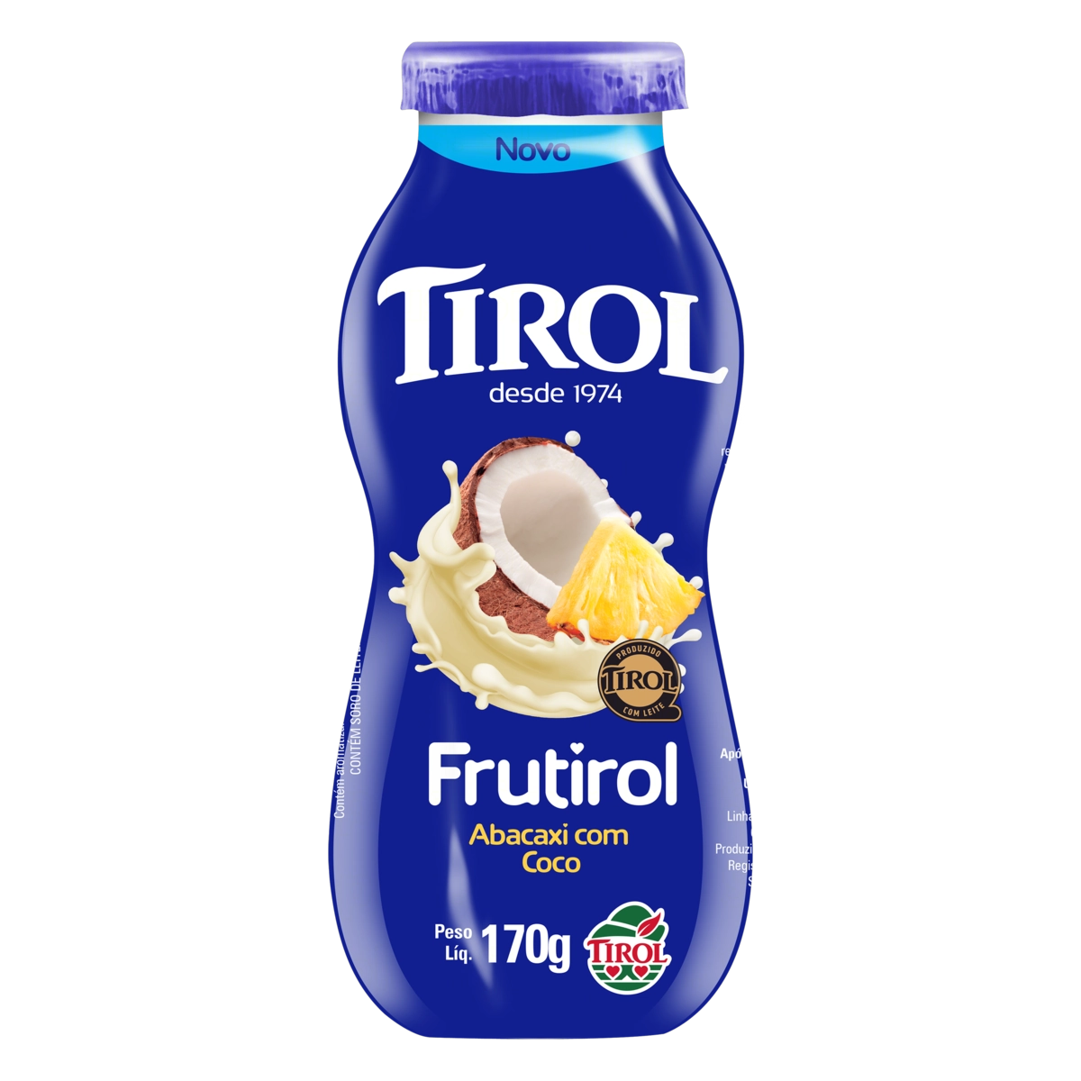 Bebida Láctea Fermentada Abacaxi Com Coco Tirol Frutirol Frasco 170g