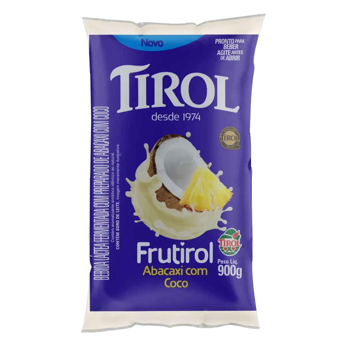 Bebida Láctea Fermentada Abacaxi Com Coco Tirol Frutirol Pacote 900g