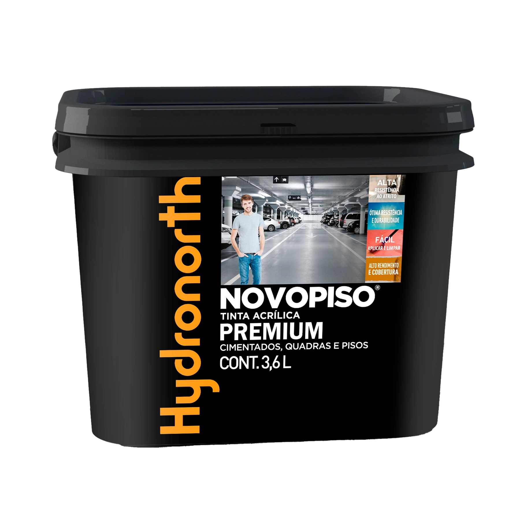 Tinta Acrílica para Piso Premium Fosco Cinza 3,6L Hydronorth