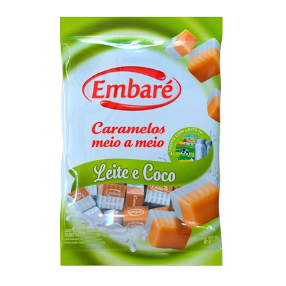 Caramelo Meio A Meio Sabor Leite E Coco ? 150g Embaré