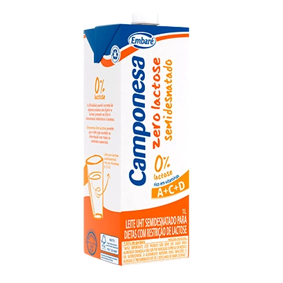 Leite Uht Semidesnatado Camponesa Zero Lactose ? 1l