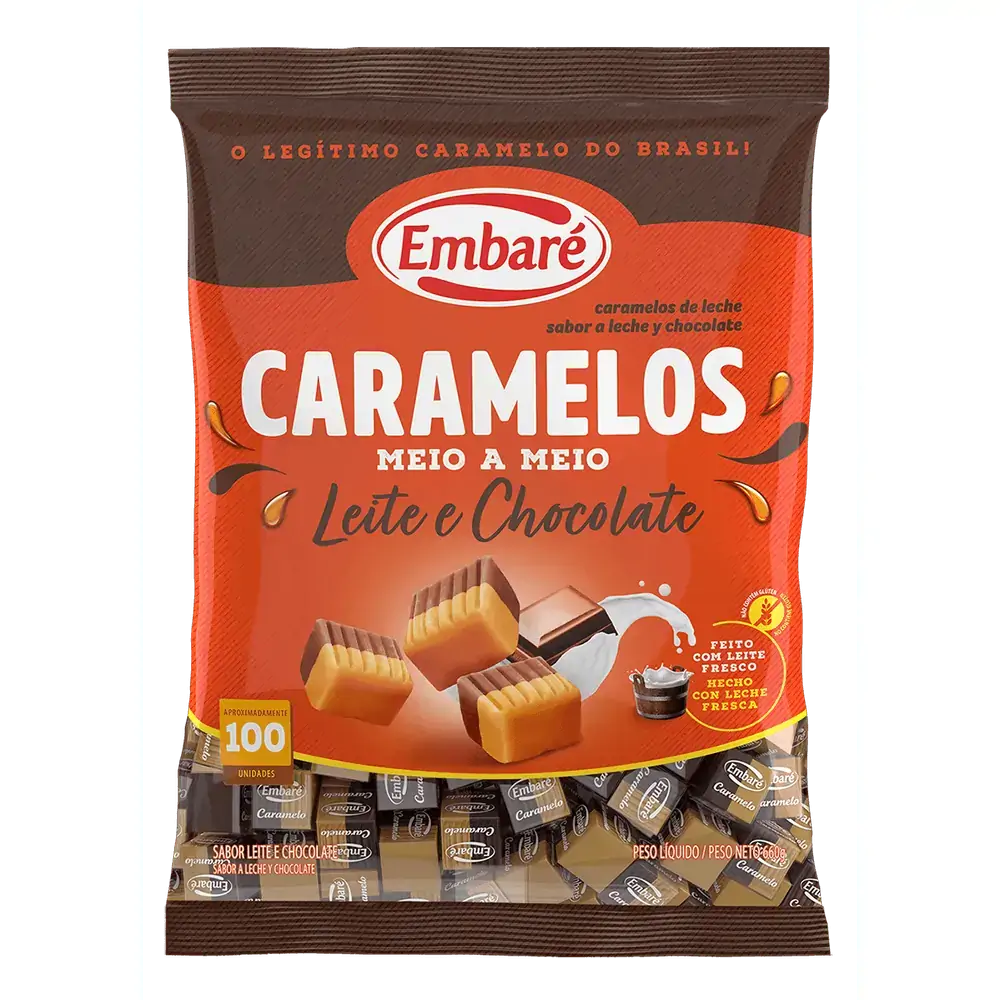 Caramelos meio leite e meio chocolate 660g - Embaré