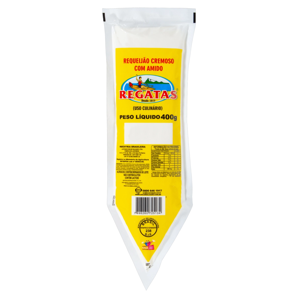 Requeijão Cremoso Com Amido Regatas Bisnaga 400g