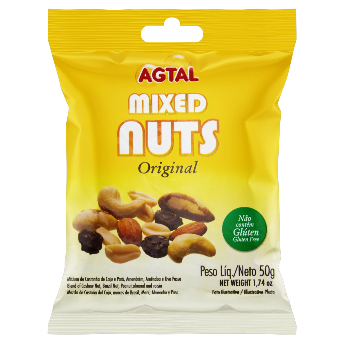 Mix De Castanha Original Agtal Mixed Nuts Pacote 50g