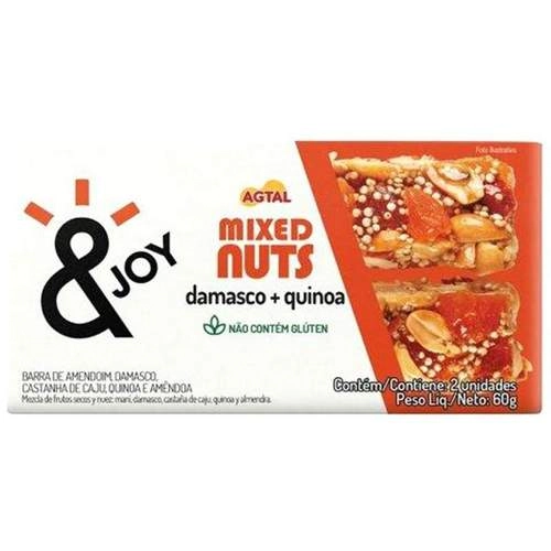 Barra De Nuts Damasco E Quinoa Joy Mixed Nuts Caixa 60g 2 Unidades
