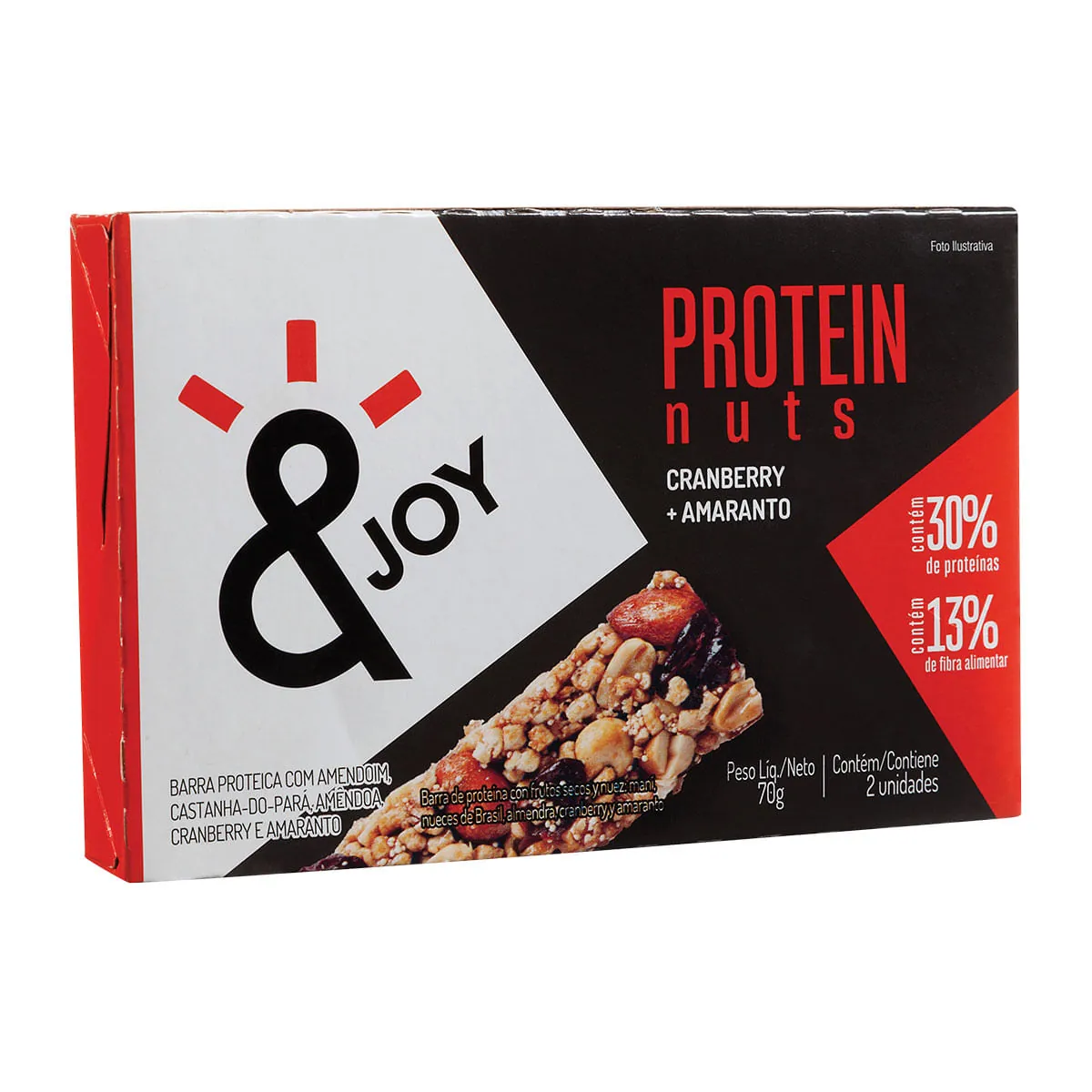 Barras de Proteína Sabor Cranberry + Amaranto &JOY 70g Contém 2 Unidades