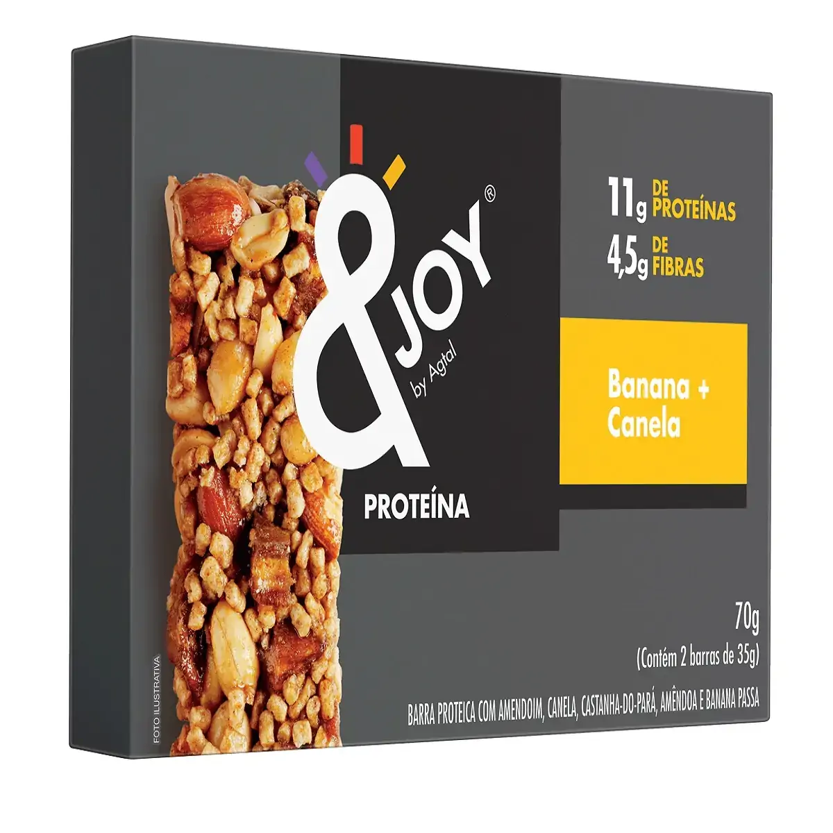 Barras de Proteína Sabor Banana + Canela &JOY 70g com 2 Unidades