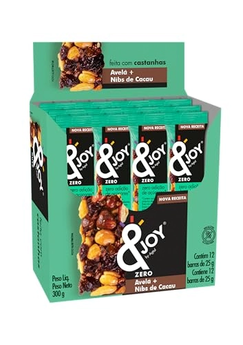 Barra De Nuts Avelã, Nibs de Cacau &joy Zero Açúcar c/ 12Und