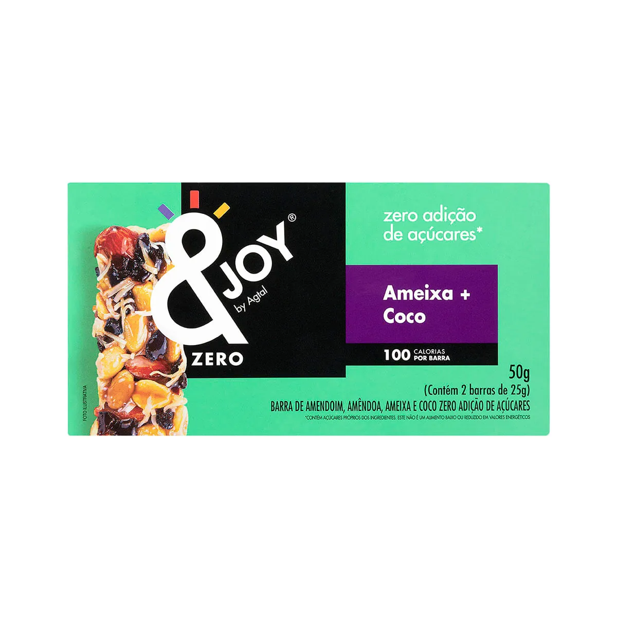 Barra de Cereal Ameixa e Coco, c/ Amêndoas e Amendoim, Joy Zero, 2 uni