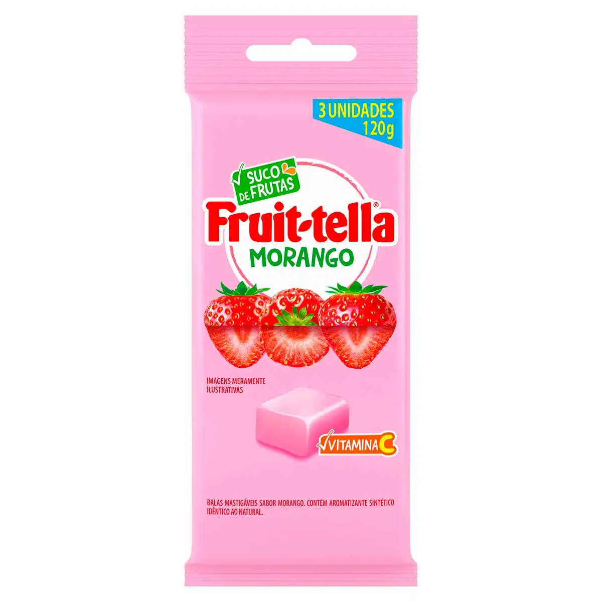 Pack Bala Morango Fruit-Tella 120g 3 Unidades