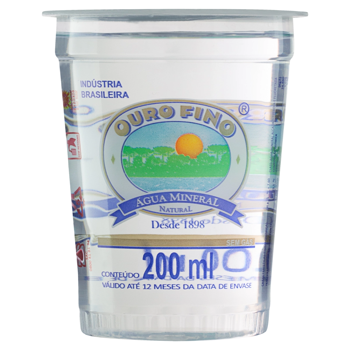 água Mineral Natural Sem Gás Ouro Fino Copo 200ml
