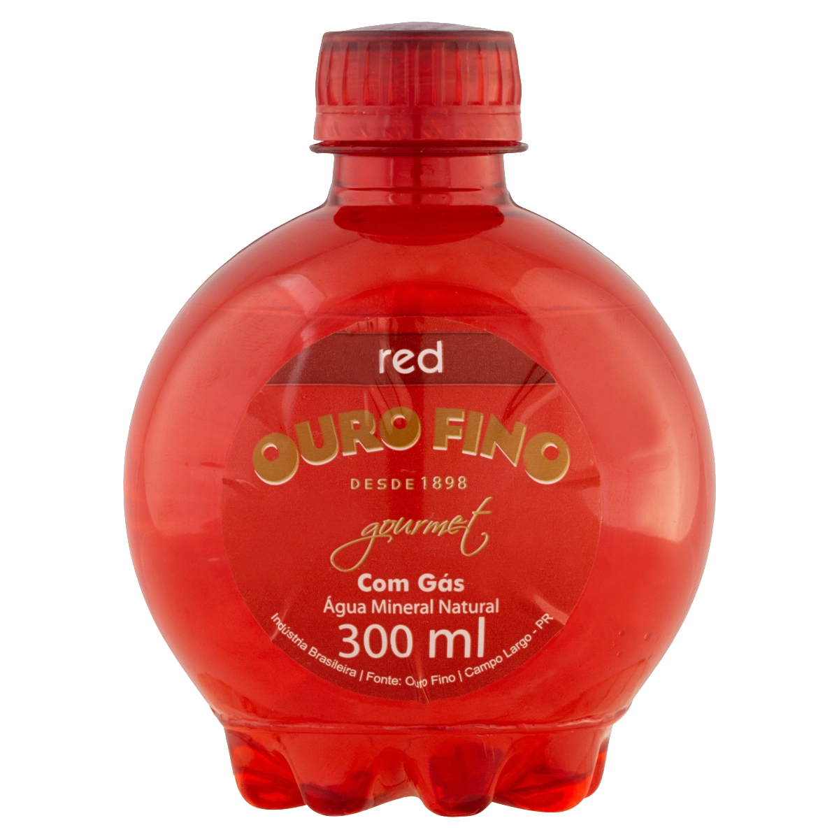água Mineral Natural Com Gás Ouro Fino Gourmet Red Garrafa 300ml