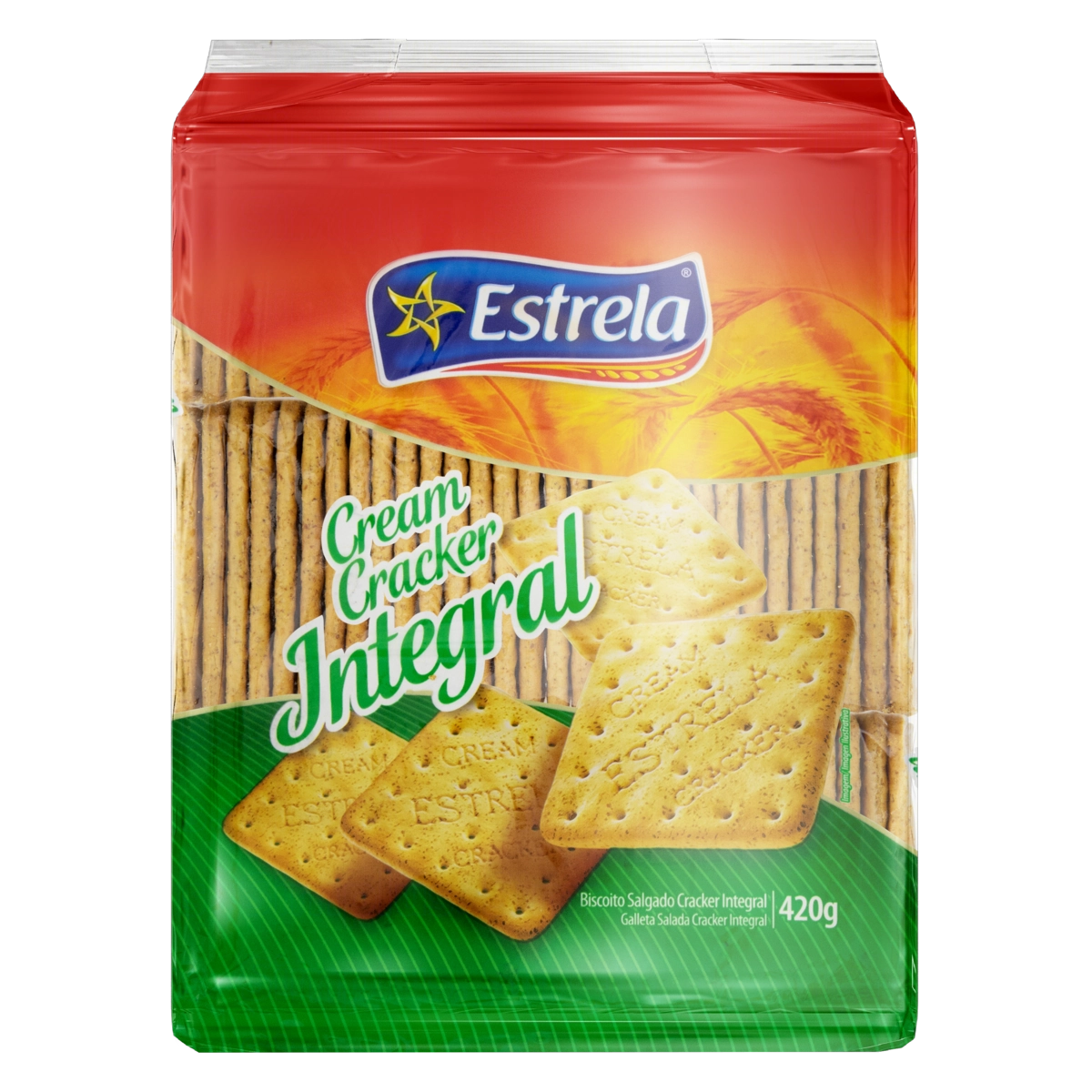 Biscoito Cream Cracker Integral Estrela Pacote 420g