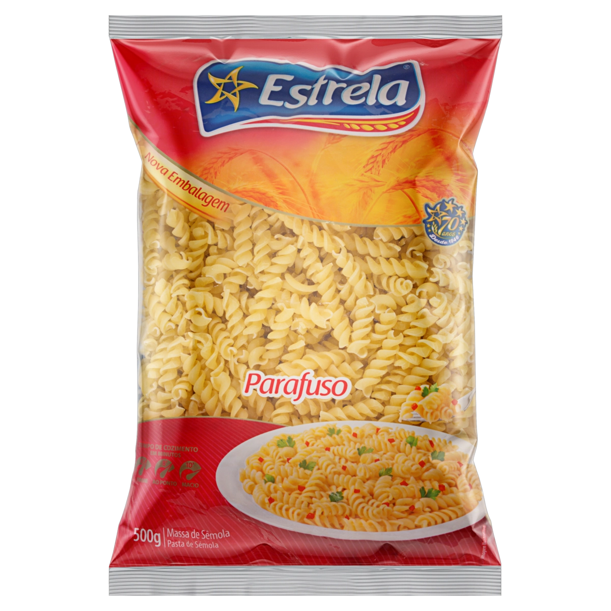 Macarrão De Sêmola Parafuso Estrela Pacote 500g