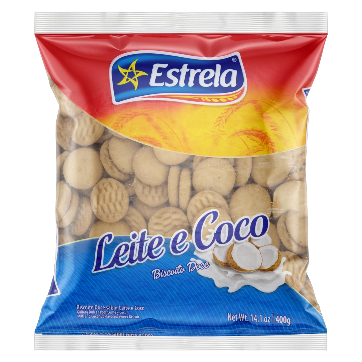 Biscoito Leite E Coco Estrela Pacote 400g
