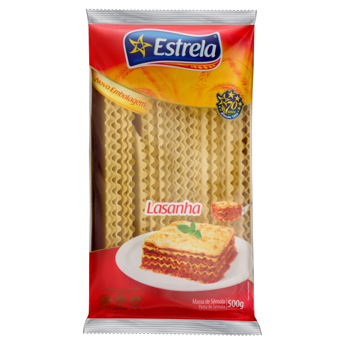 Massa Para Lasanha Estrela Pacote 500g