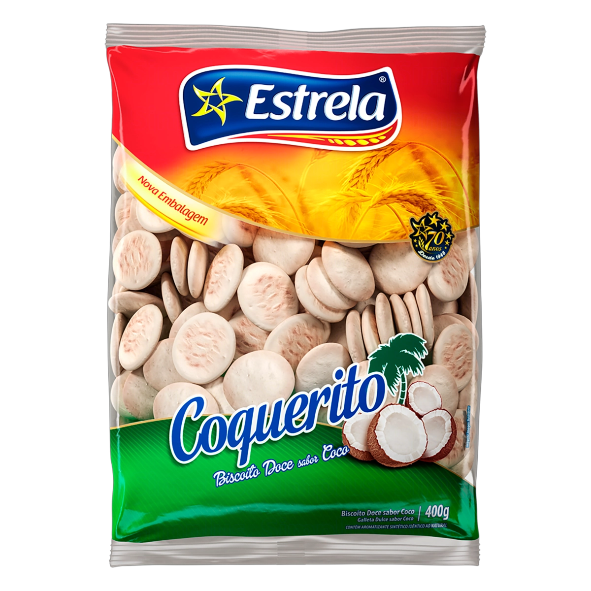 Biscoito Coco Estrela Coquerito Pacote 400g