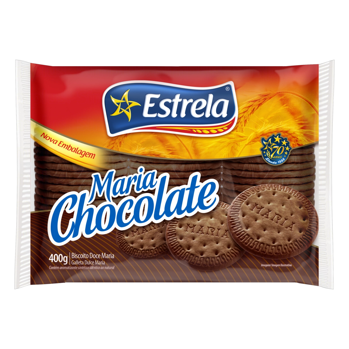 Biscoito Maria Chocolate Estrela Pacote 400g