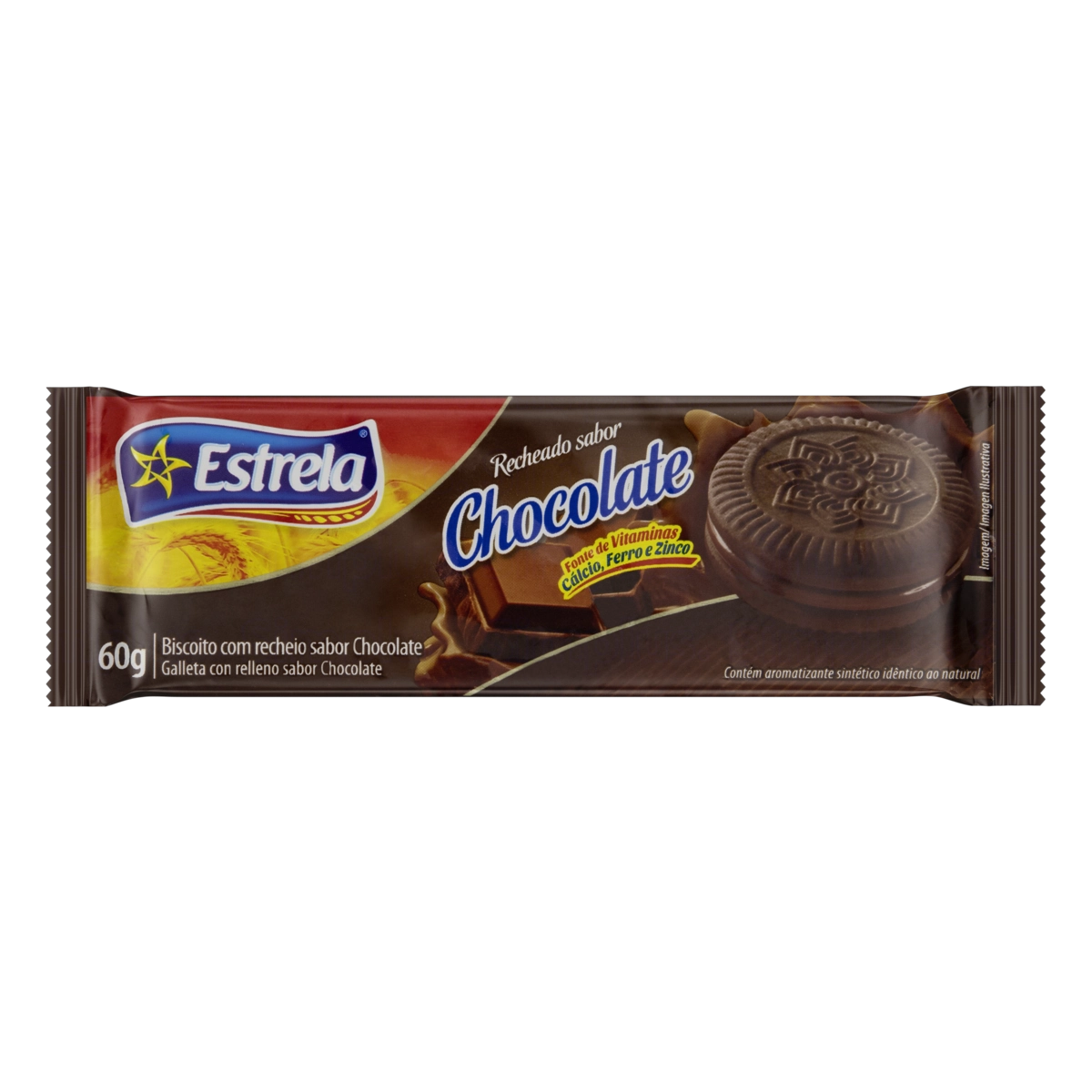 Biscoito Recheio Chocolate Estrela Pacote 60g