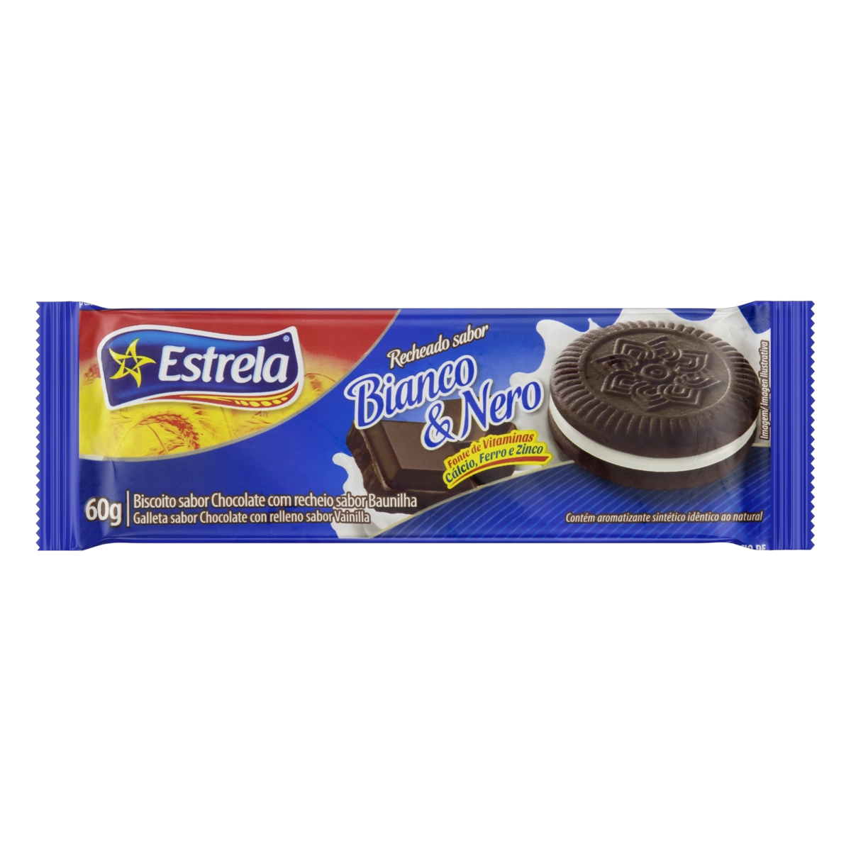 Biscoito Bianco Nero Estrela Pacote 60g