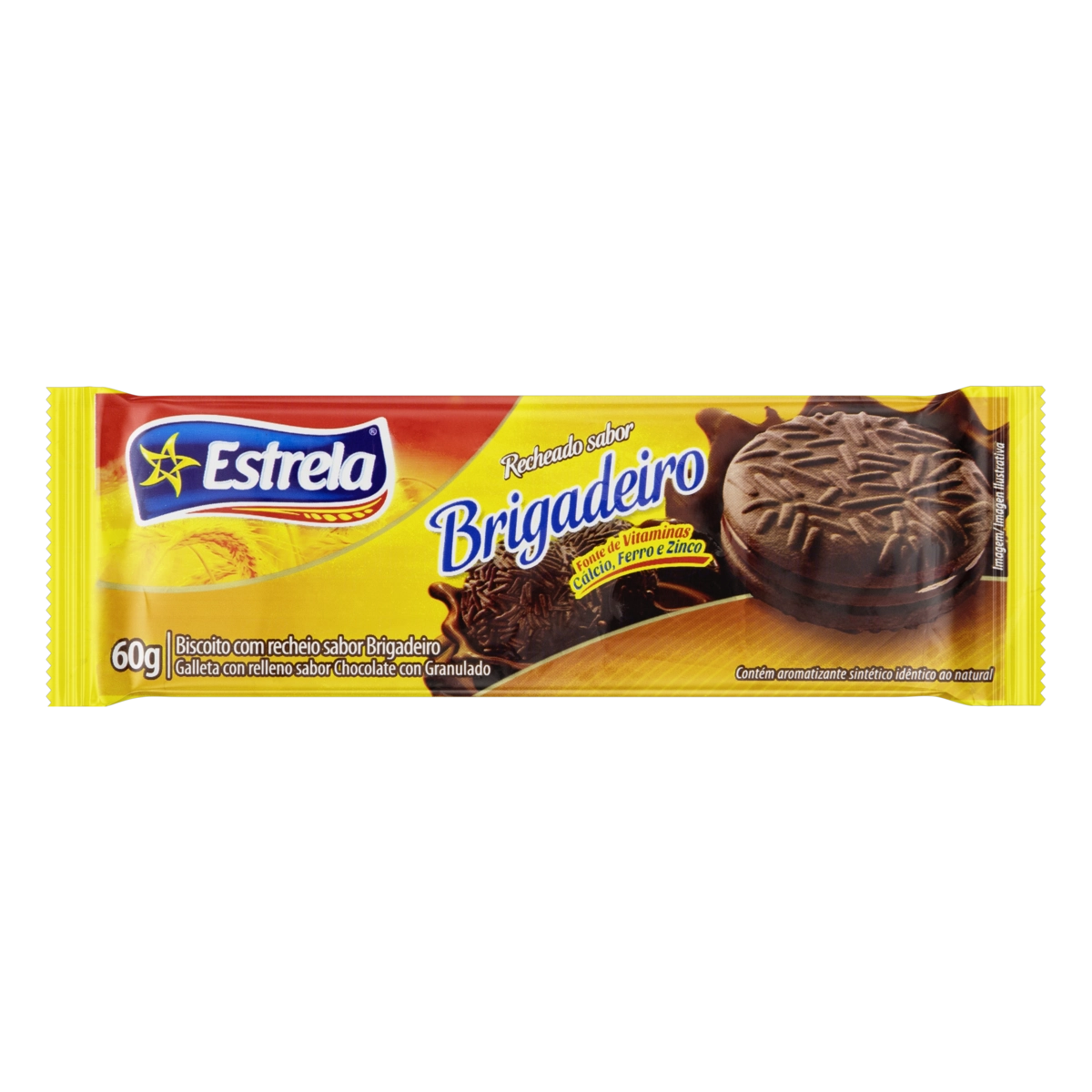 Biscoito Recheio Brigadeiro Estrela Pacote 60g
