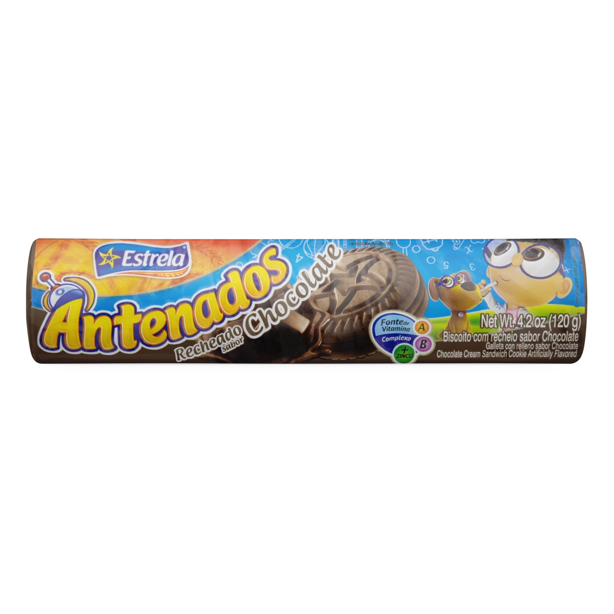 Biscoito Recheio Chocolate Estrela Antenados Pacote 120g