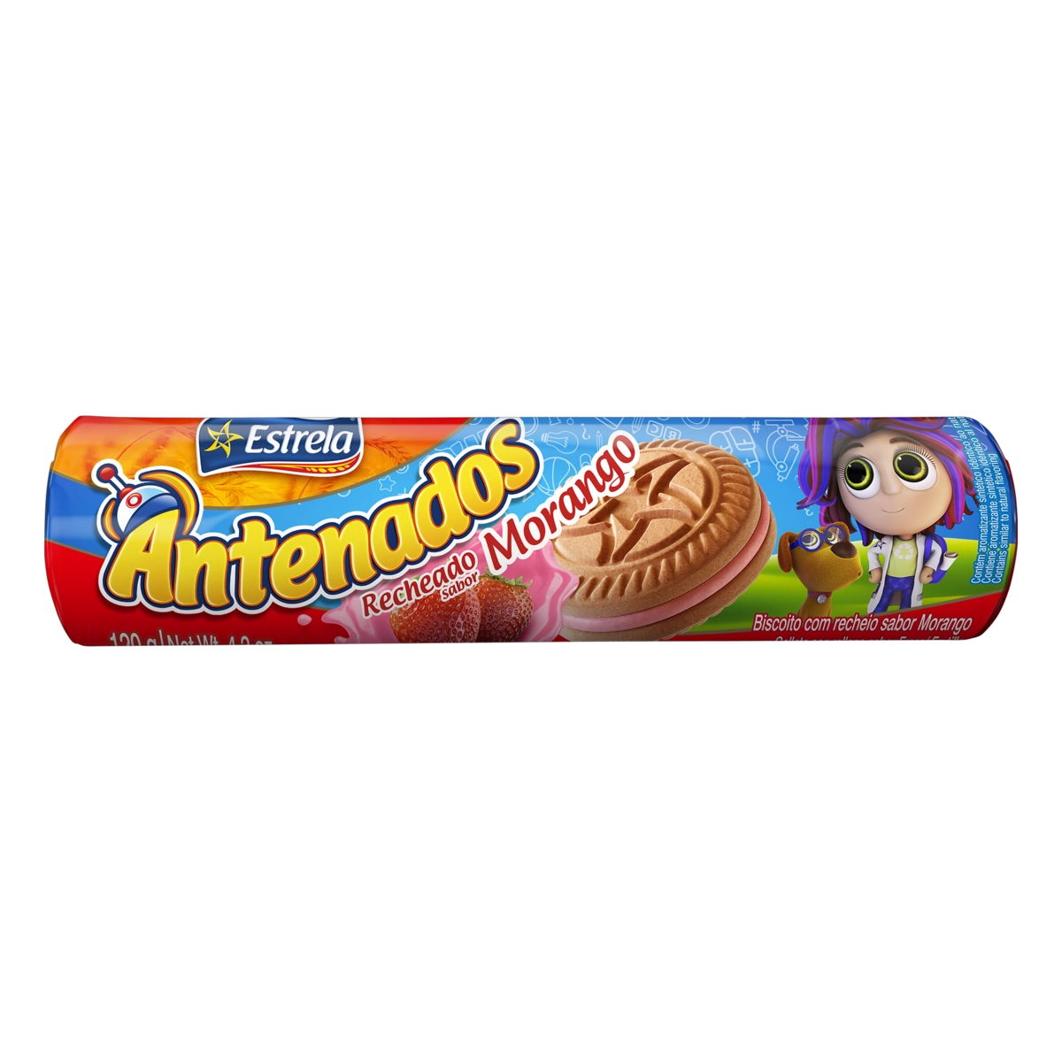 Biscoito Recheio Morango Estrela Antenados Pacote 120g