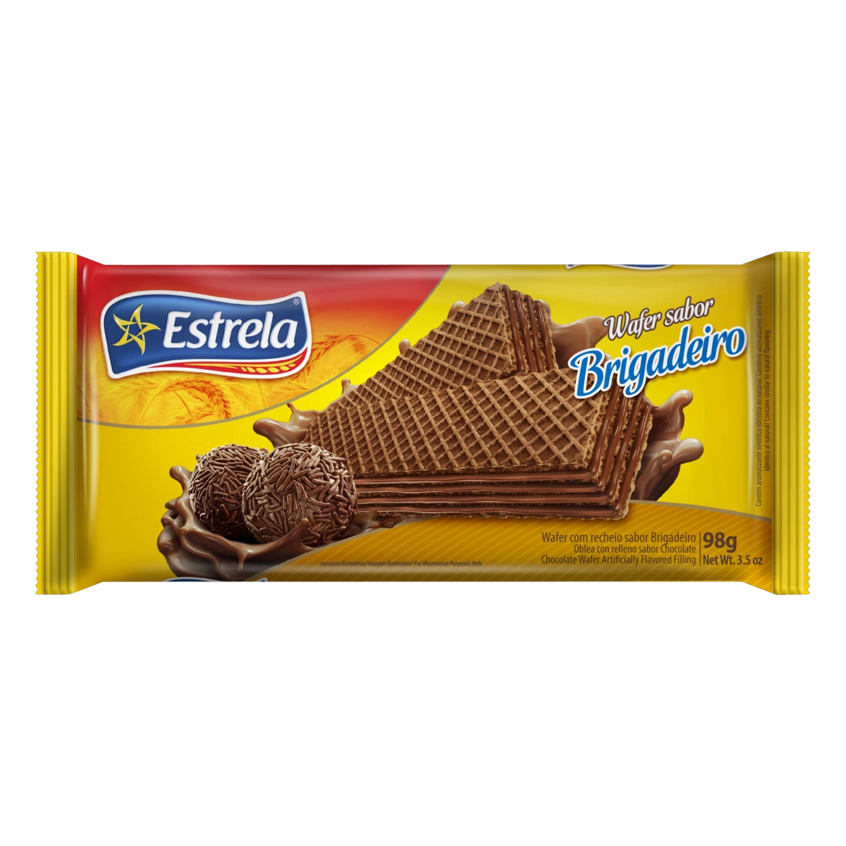 Biscoito Wafer Recheio Brigadeiro Estrela Pacote 98g