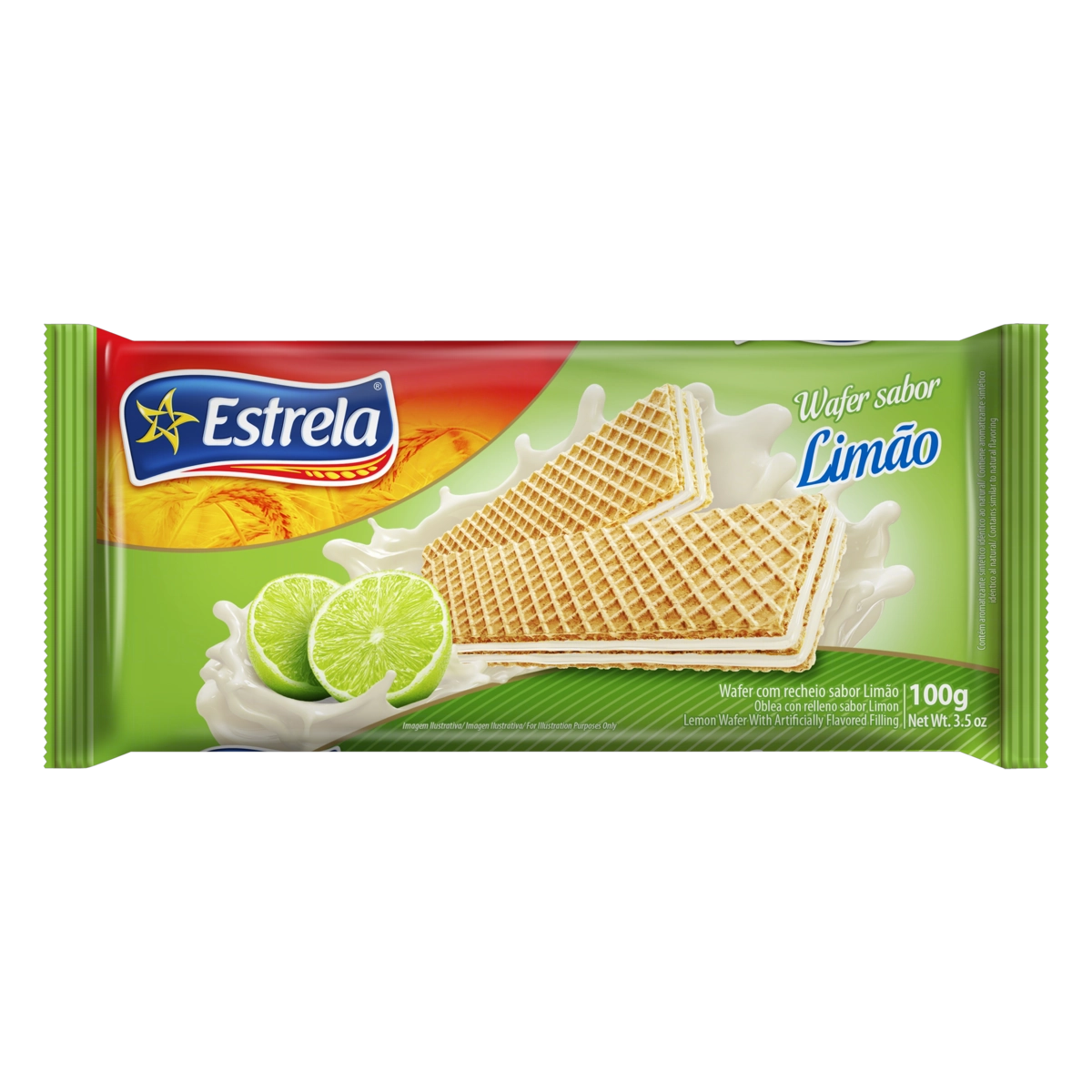 Biscoito Wafer Recheio Limão Estrela Pacote 100g