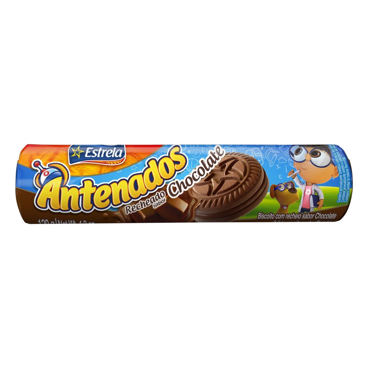 Biscoito Recheio Chocolate Estrela Antenados Pacote 120g