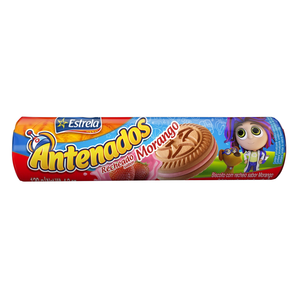 Biscoito Recheio Morango Estrela Antenados Pacote 120g