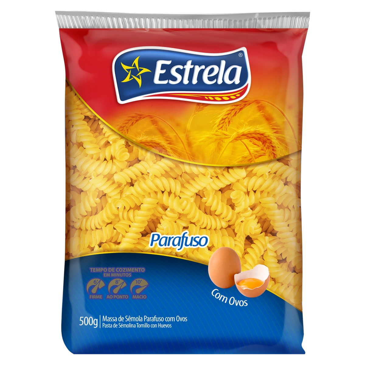 Macarrão De Sêmola Com Ovos Parafuso Estrela Pacote 500g
