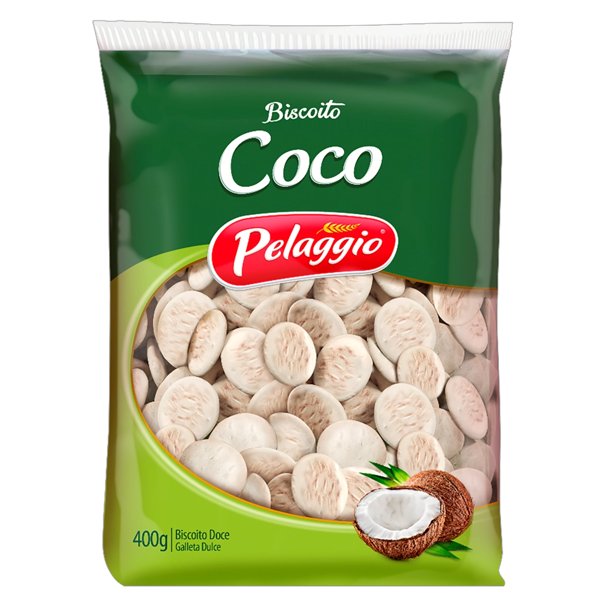 Biscoito Coco Pelaggio Pacote 400g