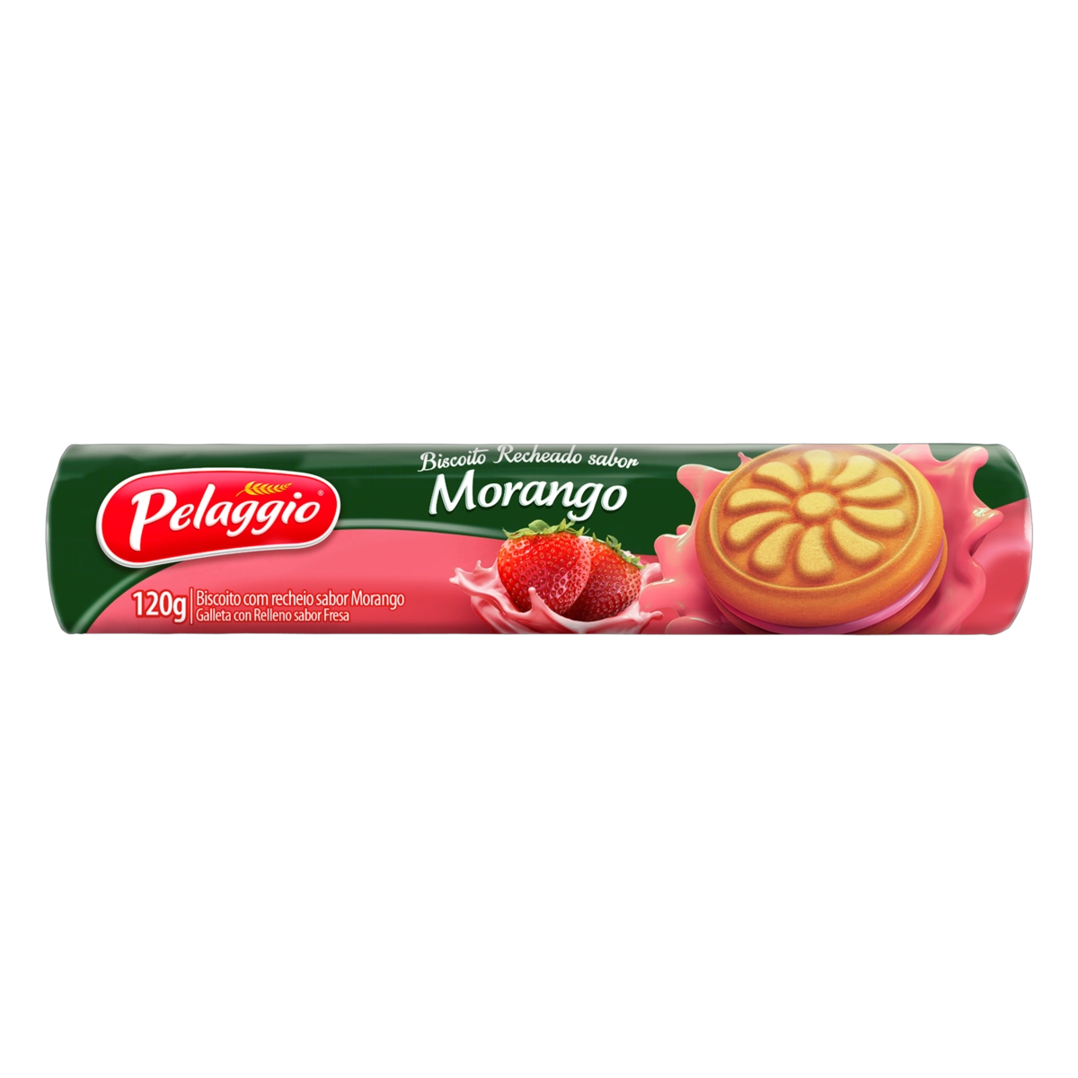 Biscoito Recheio Morango Pelaggio Pacote 120g