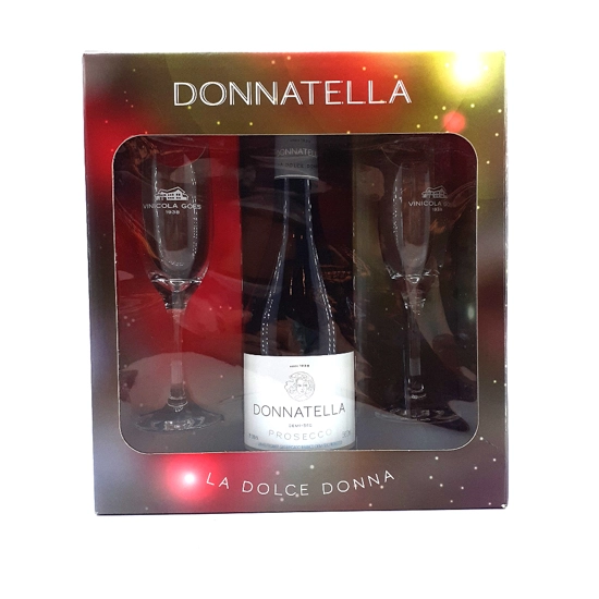 Kit 2 Taças 1 Vinho Brasileiro Branco Demi Sec Frisante Donnatella Prosecco 660ml