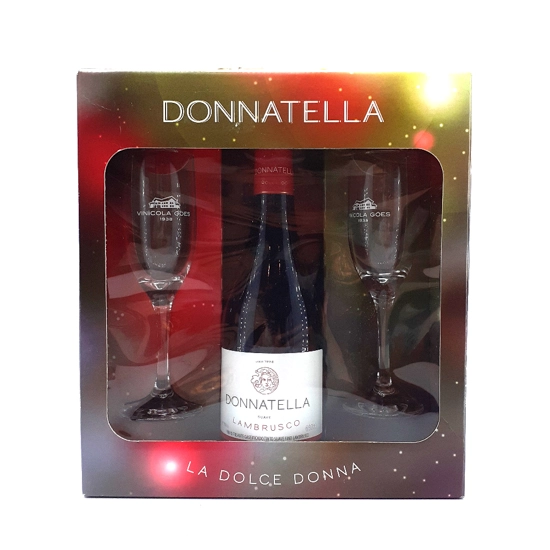 Kit 2 Taças 1 Vinho Brasileiro Tinto Suave Frisante Donnatella Lambrusco 660ml