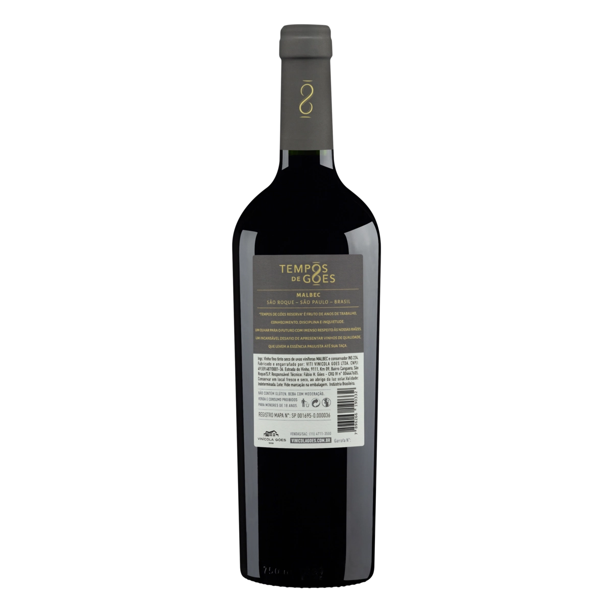 Vinho Brasileiro Tinto Seco Reserva Tempos De Góes Malbec São Roque Garrafa 750ml