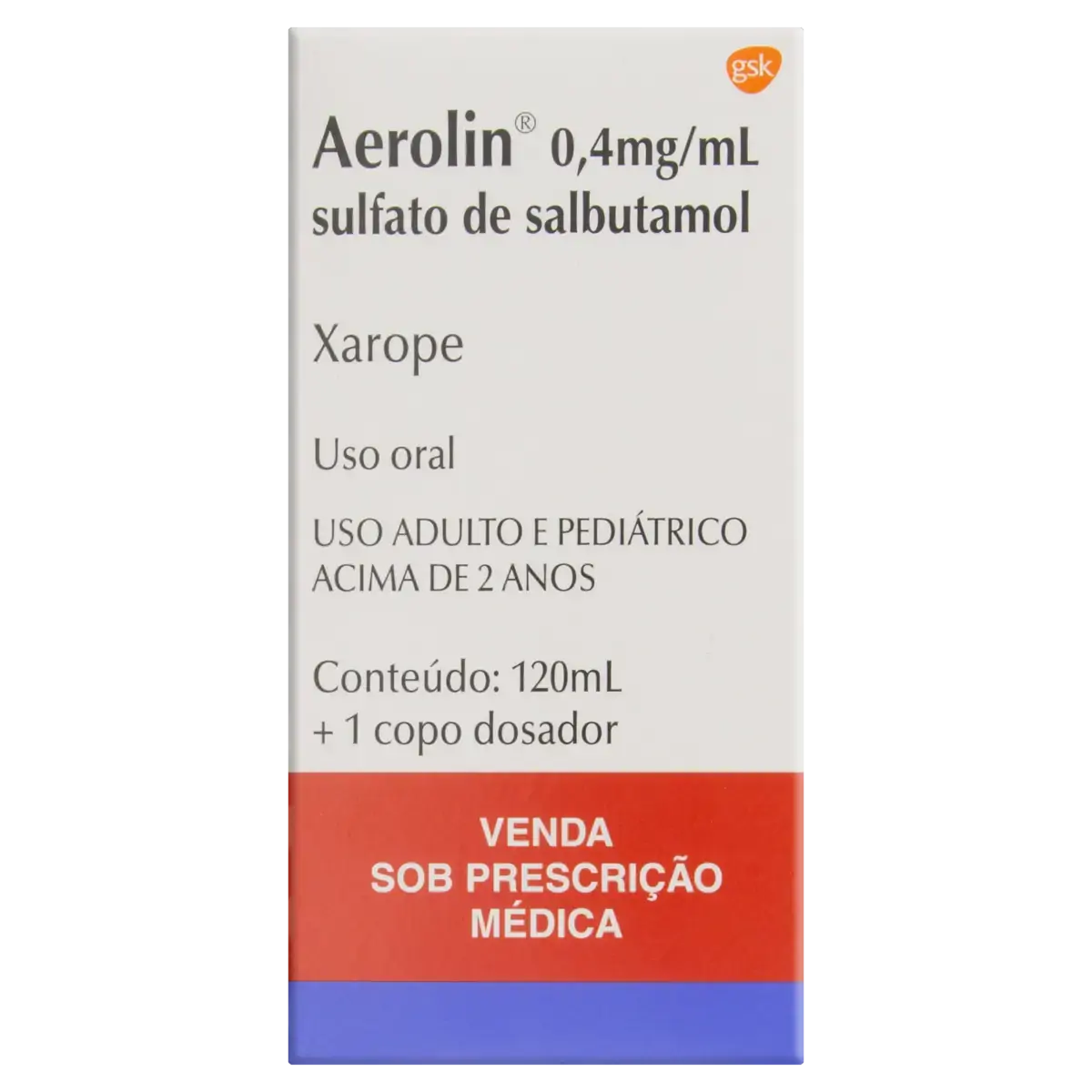 Xarope Aerolin 0,4mg/ml Gsk Caixa 120ml Copo Dosador