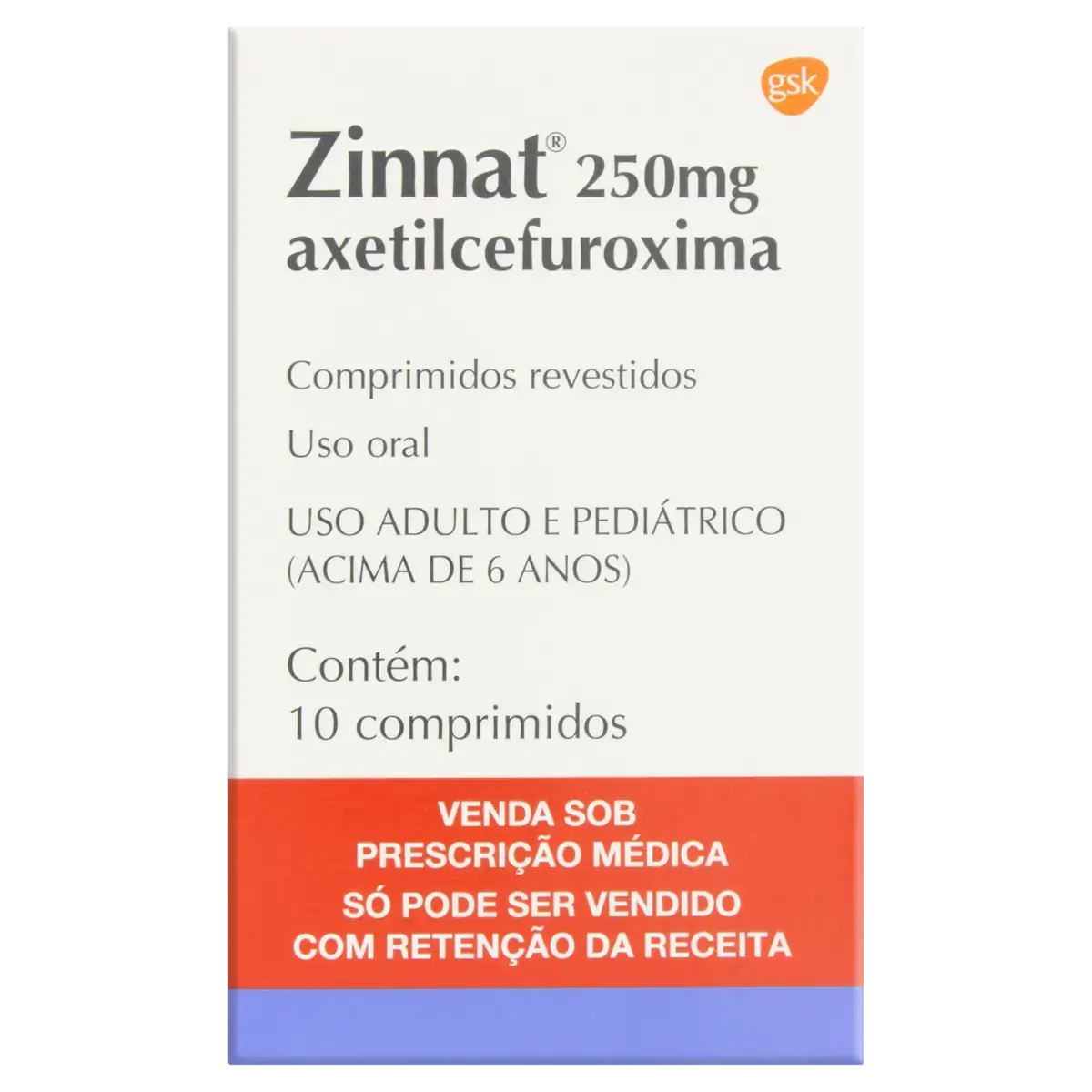 Zinnat 250mg Gsk Caixa 10 Comprimidos Revestidos