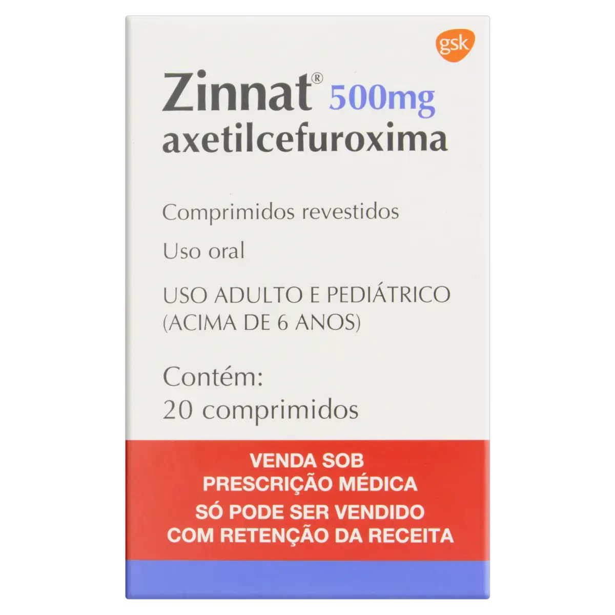 Zinnat 500mg Gsk Caixa 20 Comprimidos Revestidos