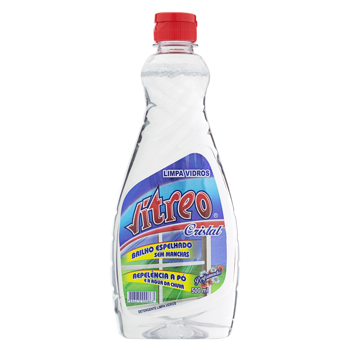 Limpa Vidro Líquido Cristal Vitreo Frasco 500ml Refil