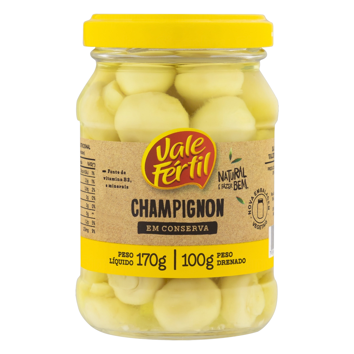 Cogumelo Champignon Em Conserva Vale Fértil Vidro 100g